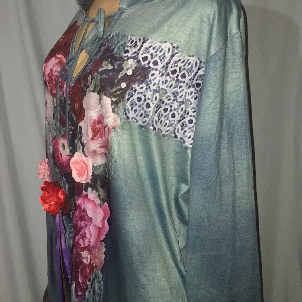 MissLook NWT Embellished Boho Chic Tunic Top P L - Picture 7 of 13